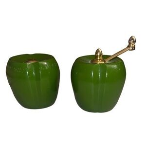 Wooden bell pepper salt shaker and pepper mill